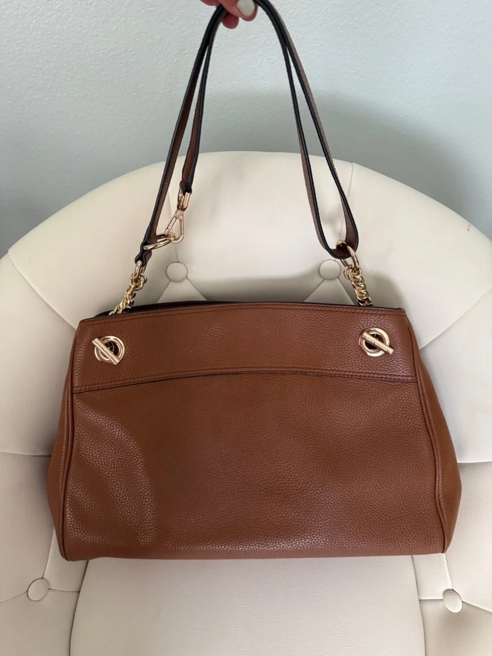 Michael Kors Jet Set Chain Legacy Shoulder Bag Chestnut Brown Pebbled Leather - Picture 5 of 16